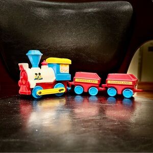 Mickey’s Train and Two Disneyland cars for vintage train track used condition